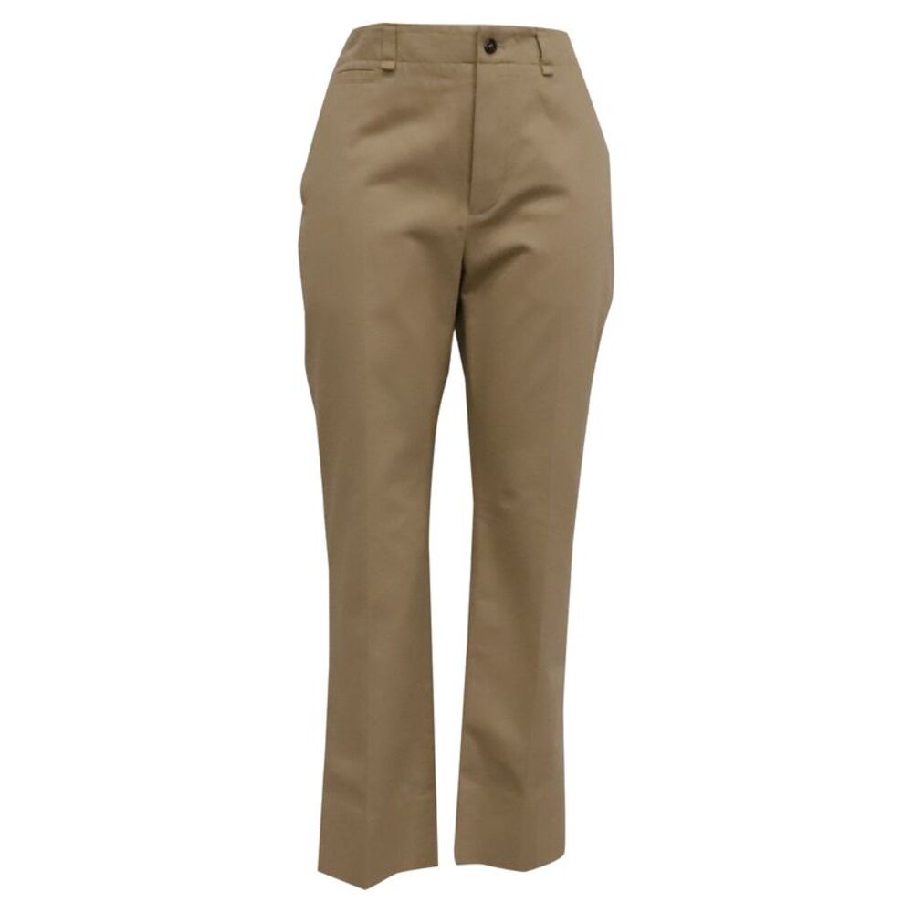 Saint Laurent Straight-Leg Trousers in Beige Cotton